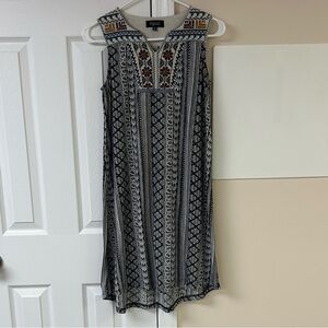 Papillon Embroidered Casual Shift Dress Sleeveless Boho Peasant